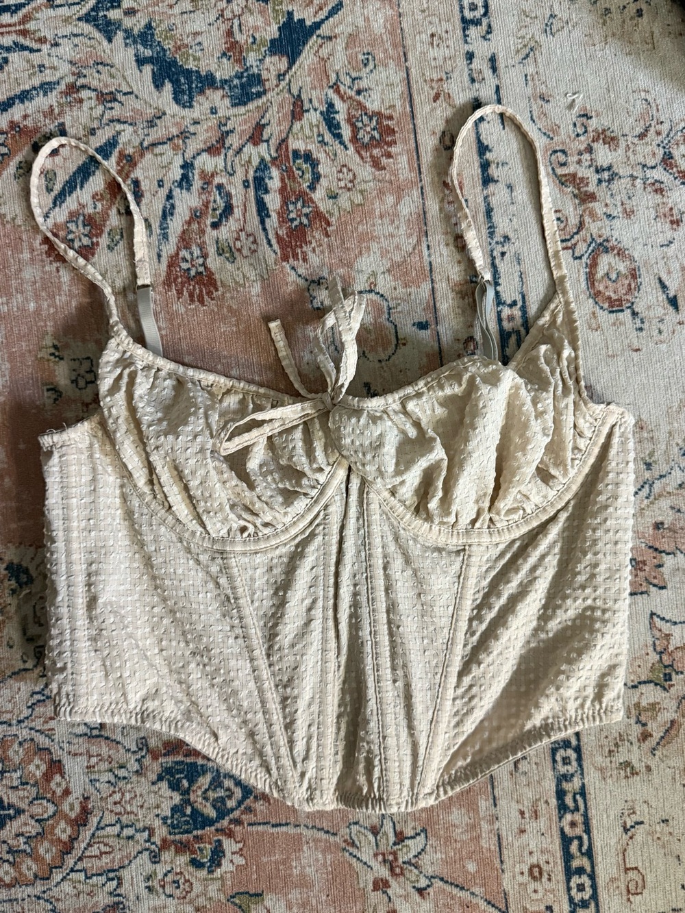 Urban Outfitters Cream Textured Bustier Top